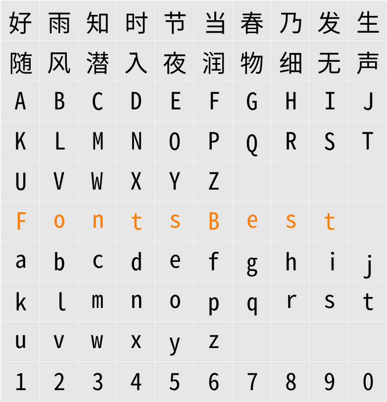 본고딕 HW VF Character Map