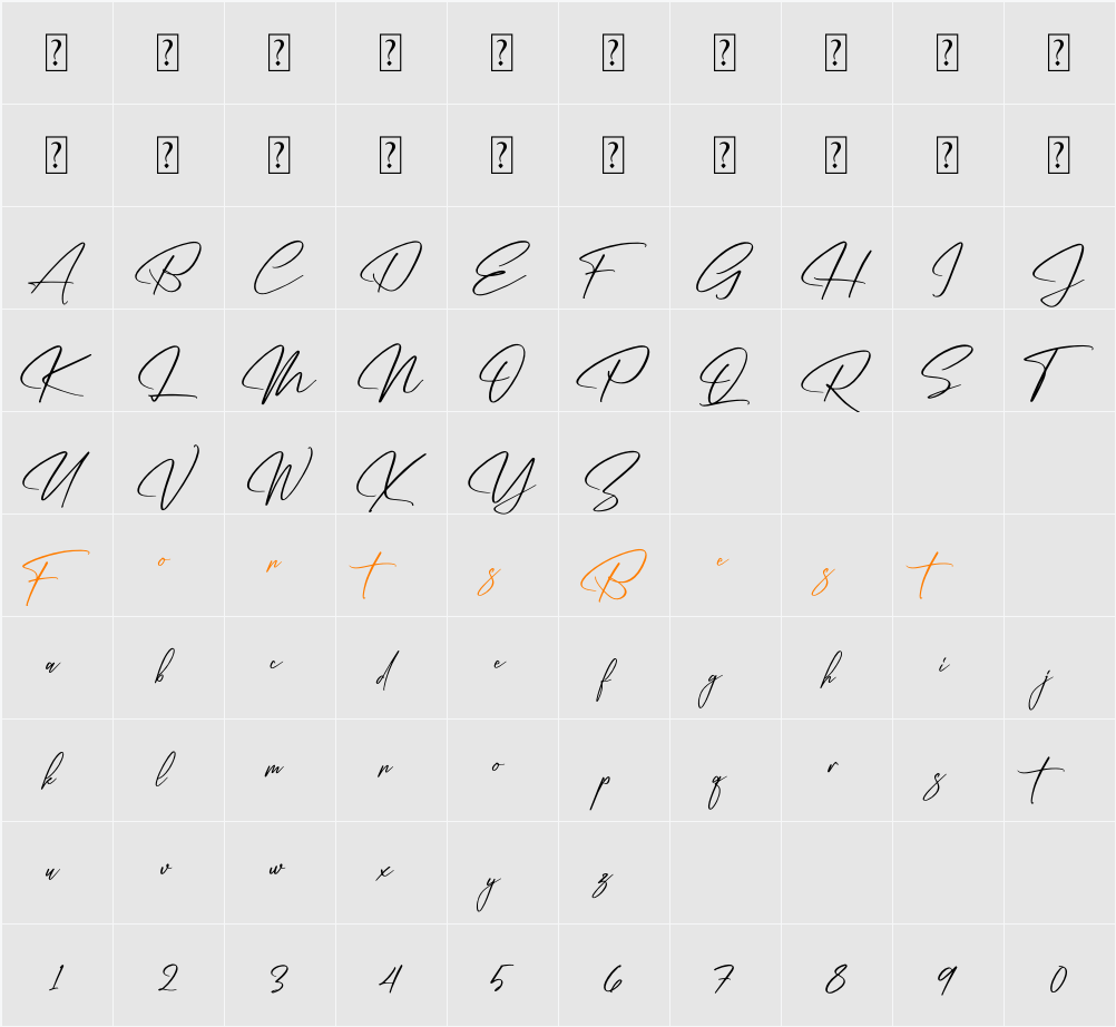 Amsthyline Character Map