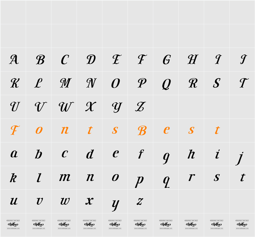 Kingdom Ink Personal Use Character Map