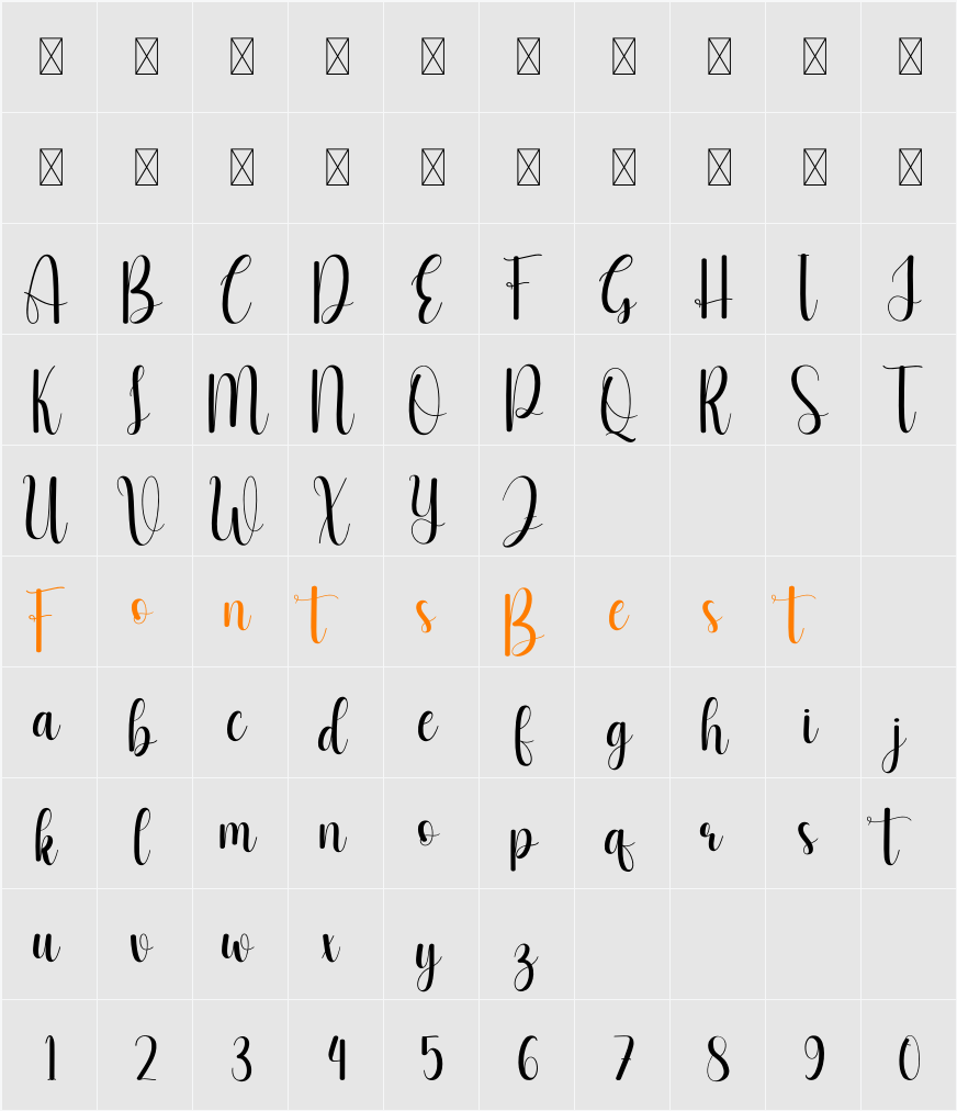 Anymore Character Map