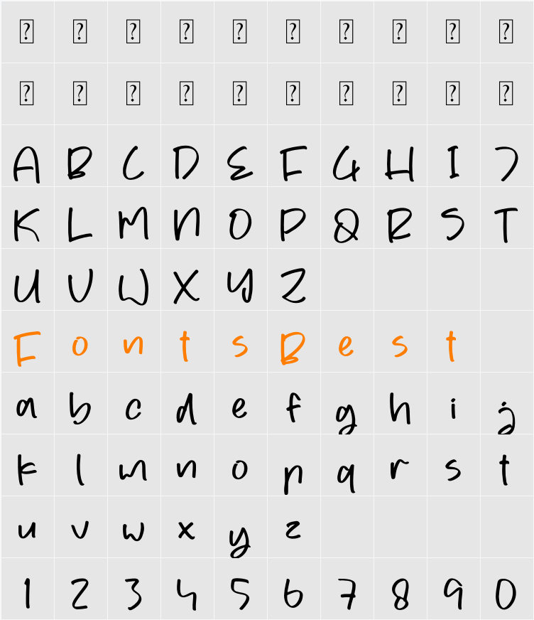 Banetty Character Map