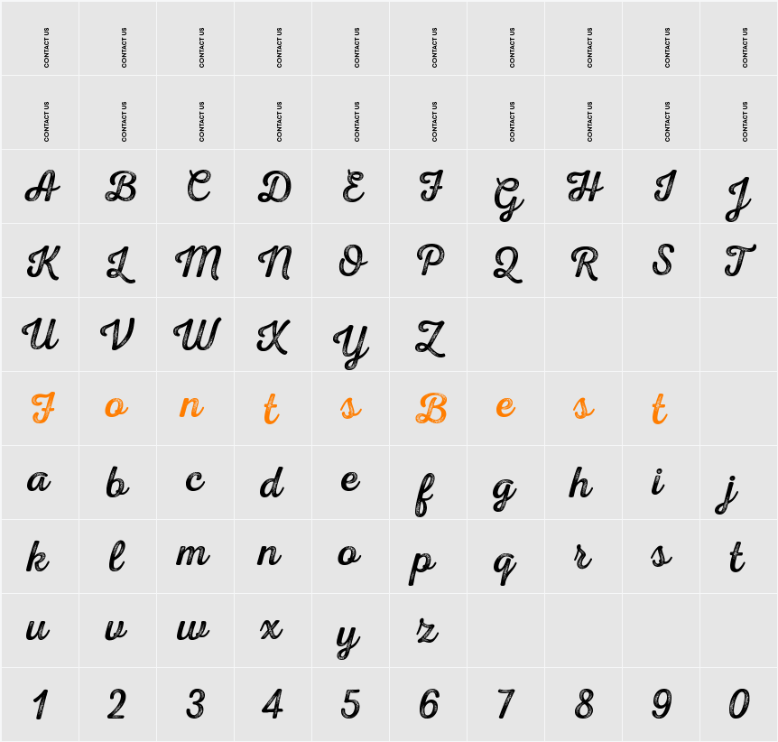 Nexa Rust Script R-Trial 4 Character Map
