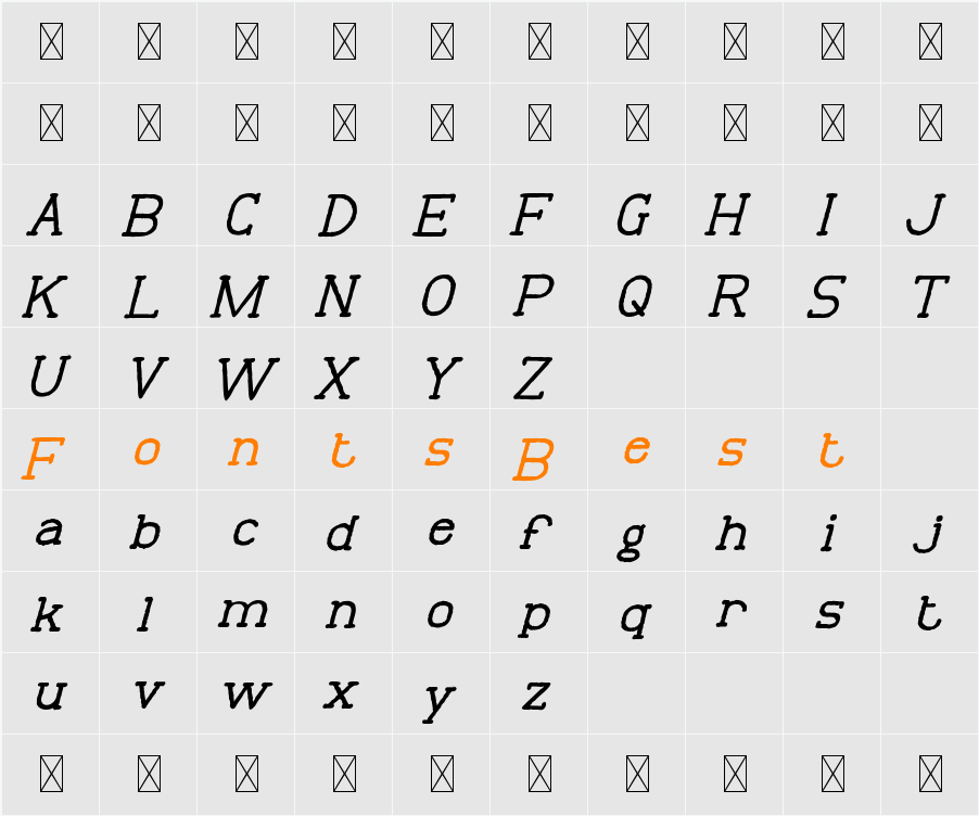 Typewriterz Demo Character Map