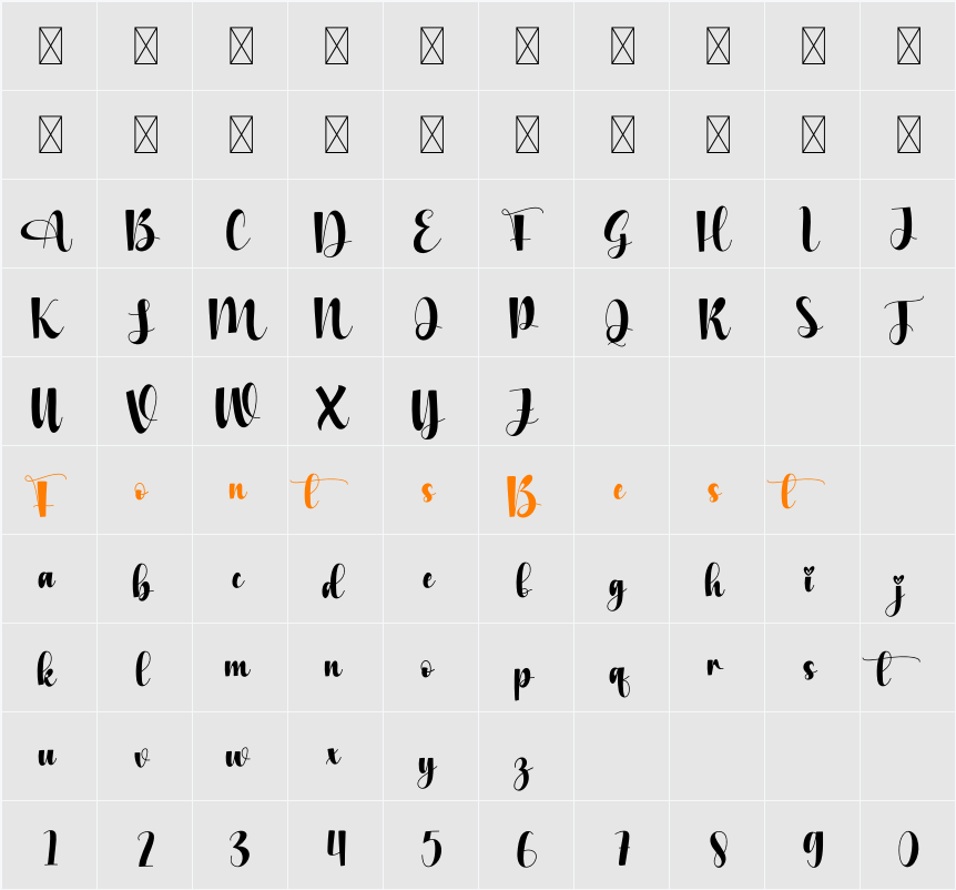 Violin Character Map
