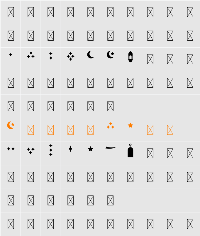 Rahmuna Extras Character Map