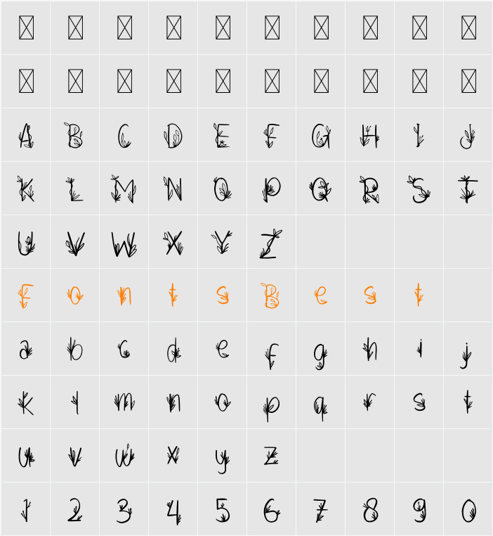 FOLIAGIS Character Map