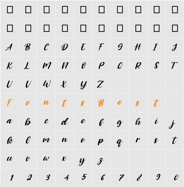 Amongh Sein Italic Character Map