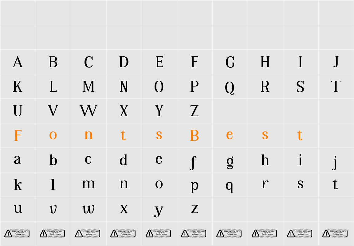 Fineta PERSONAL USE ONLY! Character Map
