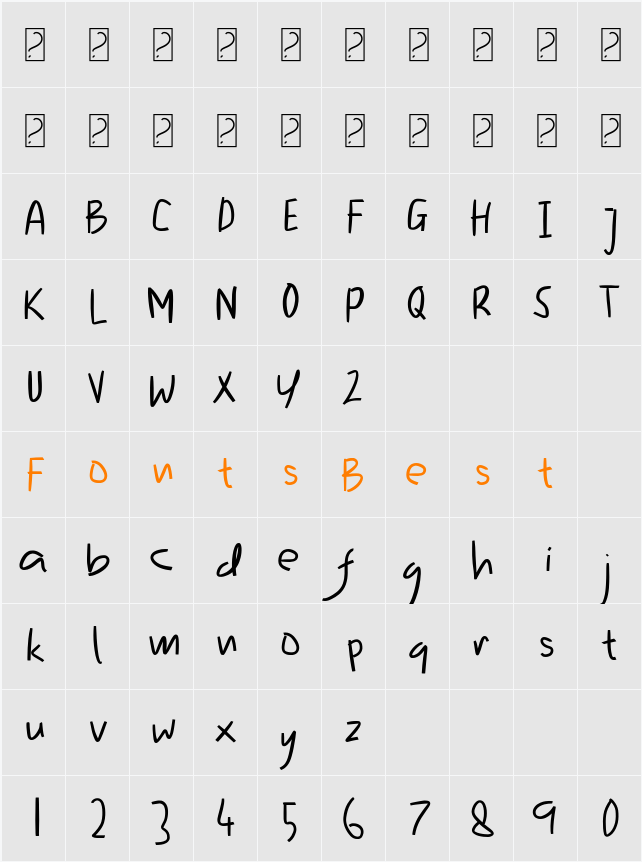 Billy Notes Character Map