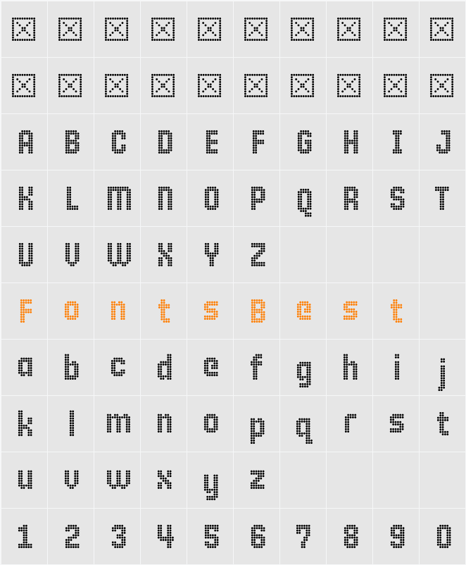 10 Pixel Bold Character Map