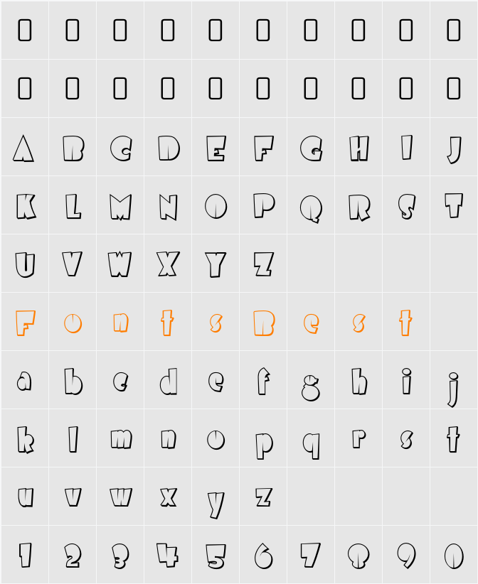 Airmole Shaded Character Map