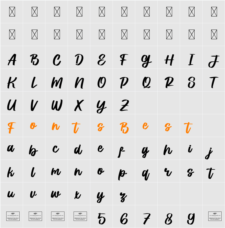 Prestiche Free Character Map
