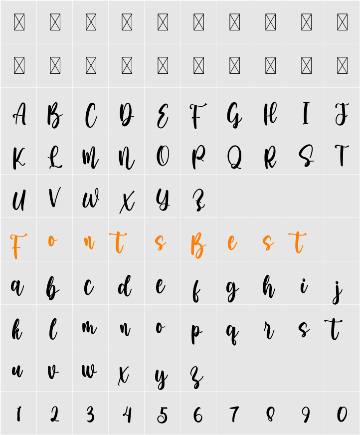 Sweet Heart Character Map