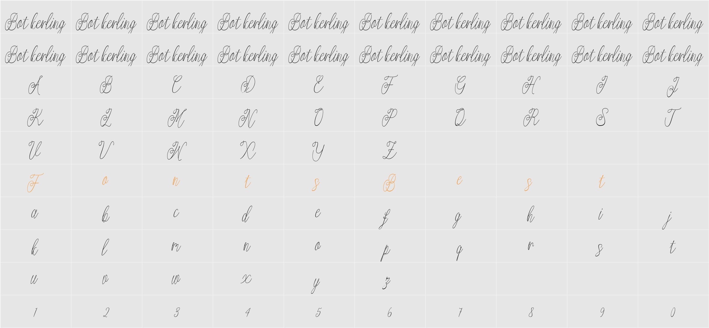 Atakana script Character Map