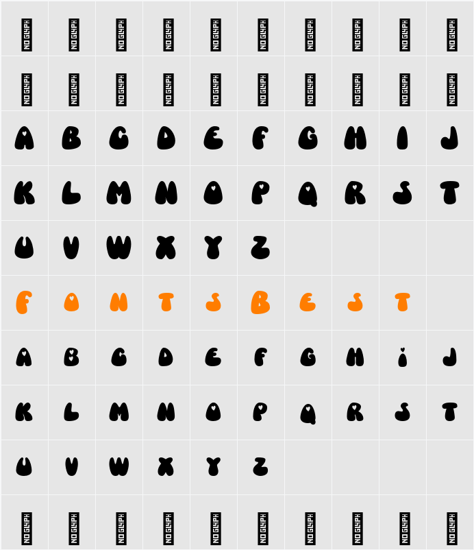 Love Bold - Demo Version Character Map