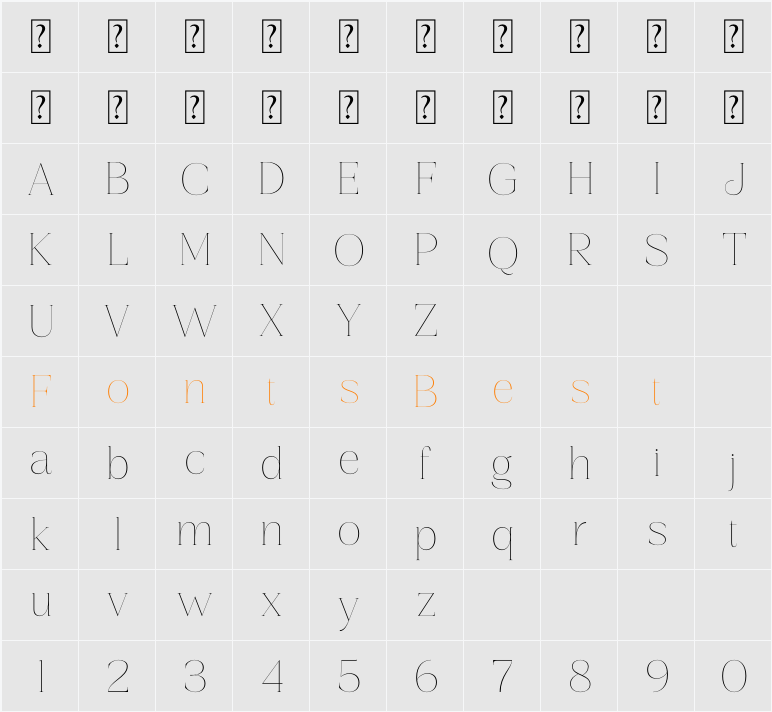 Gestiva Character Map