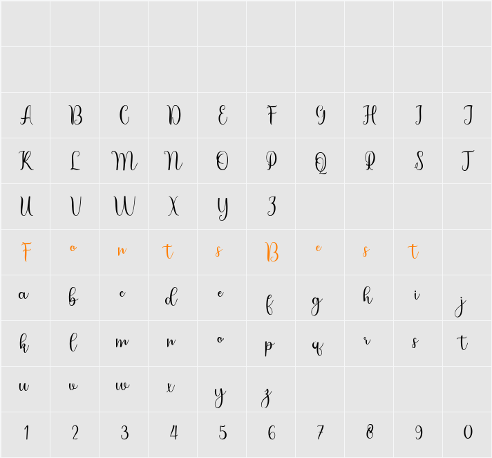 medilla Character Map