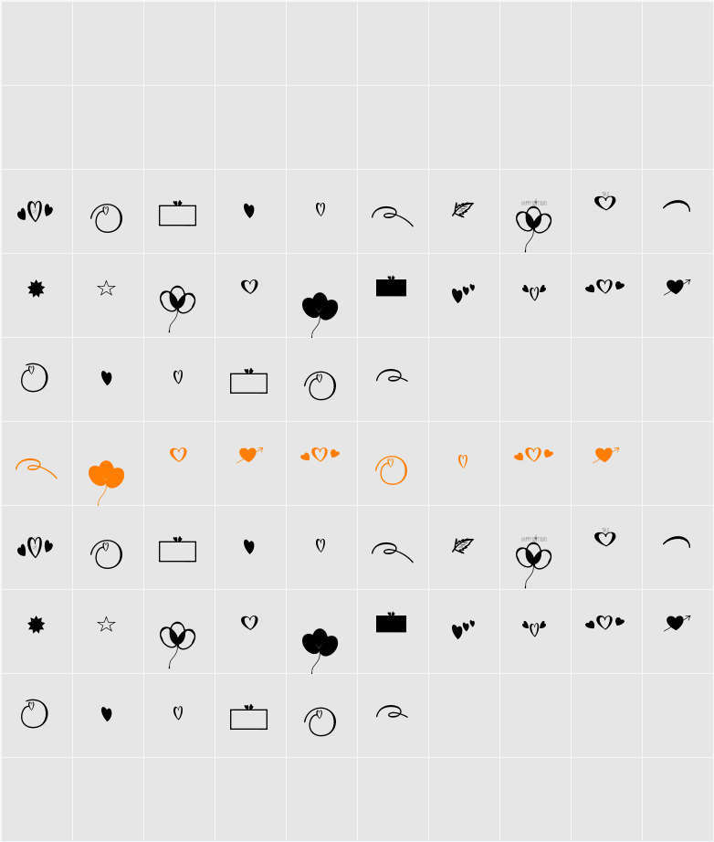Brigadoon Extras Character Map
