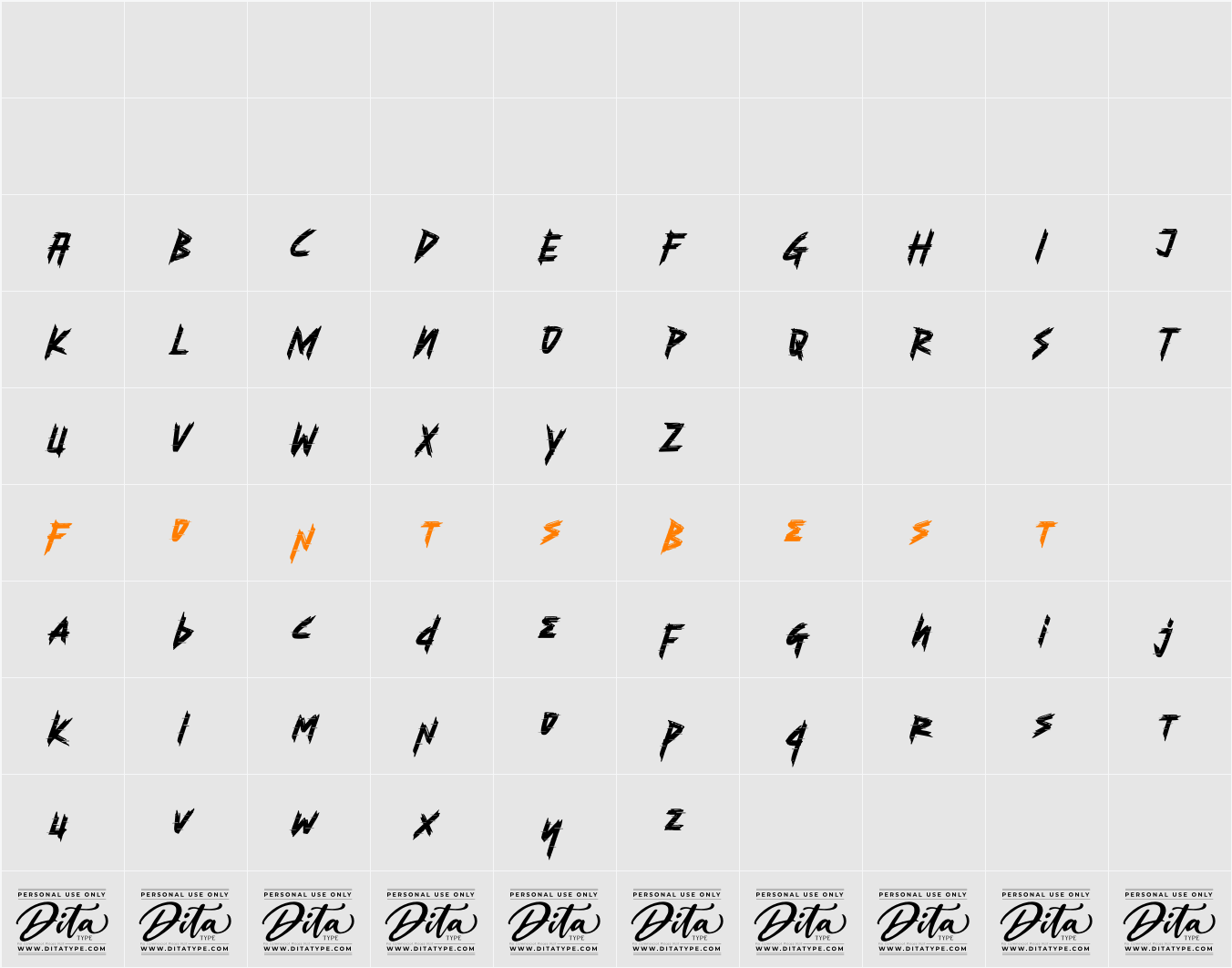 Glitch Shoot Personal Use Character Map