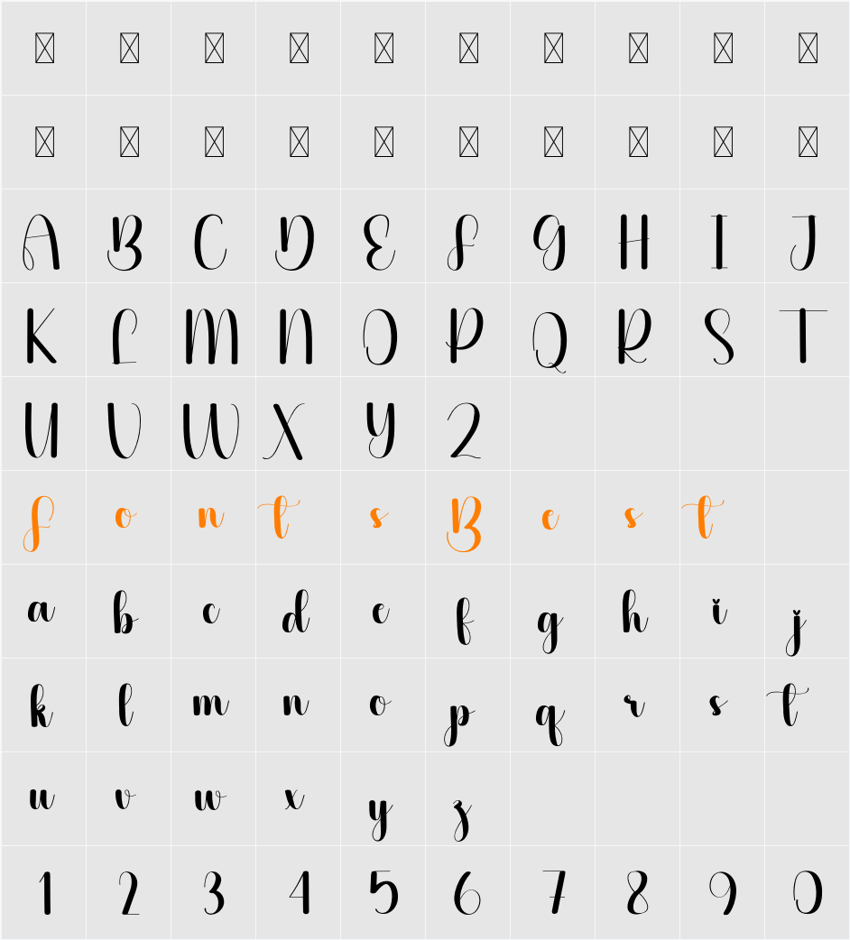 Bestigo Character Map