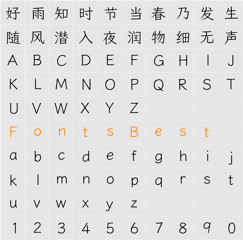 霞鹜文楷 Light Character Map