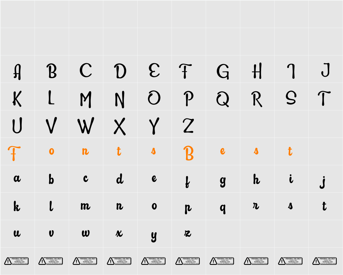 Racello PERSONAL USE ONLY! Character Map