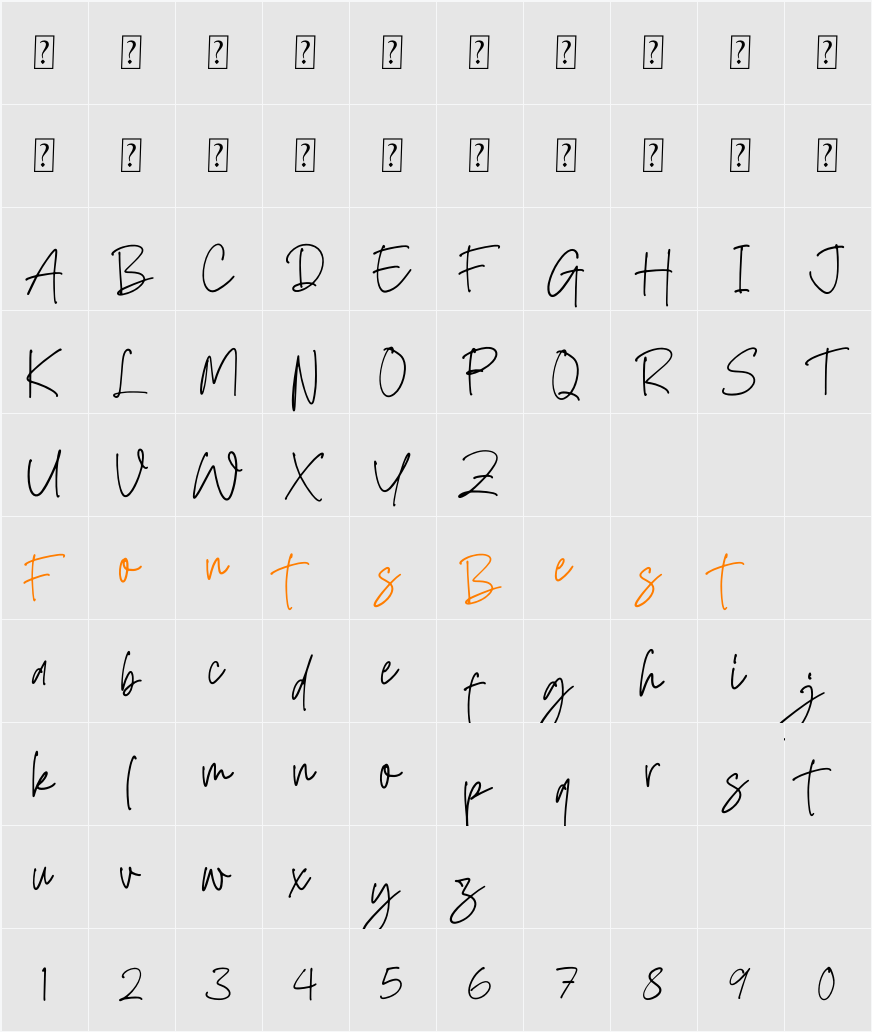 Alistonde Character Map