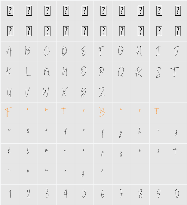 Andi Signature Character Map
