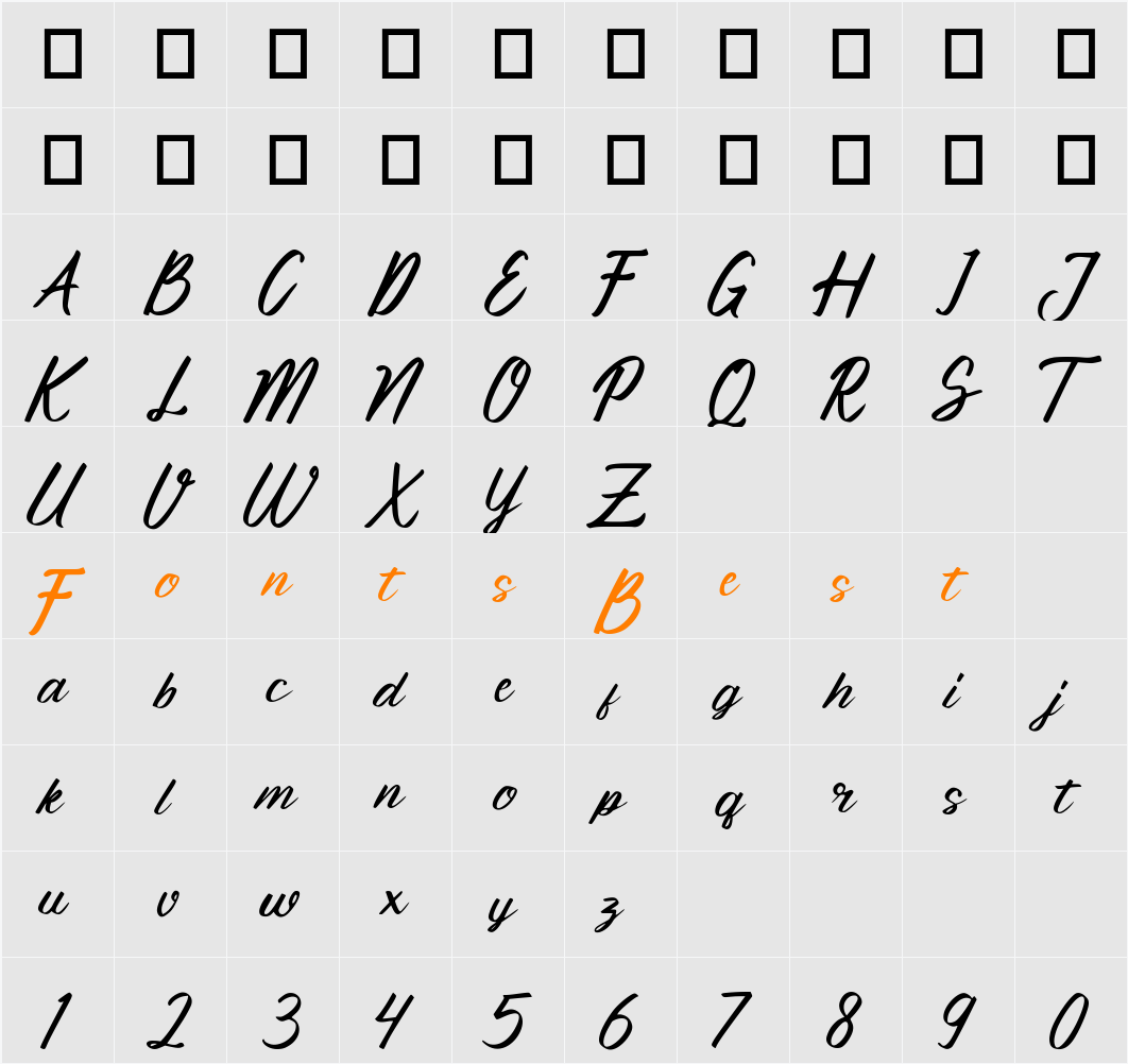 Bejana Character Map