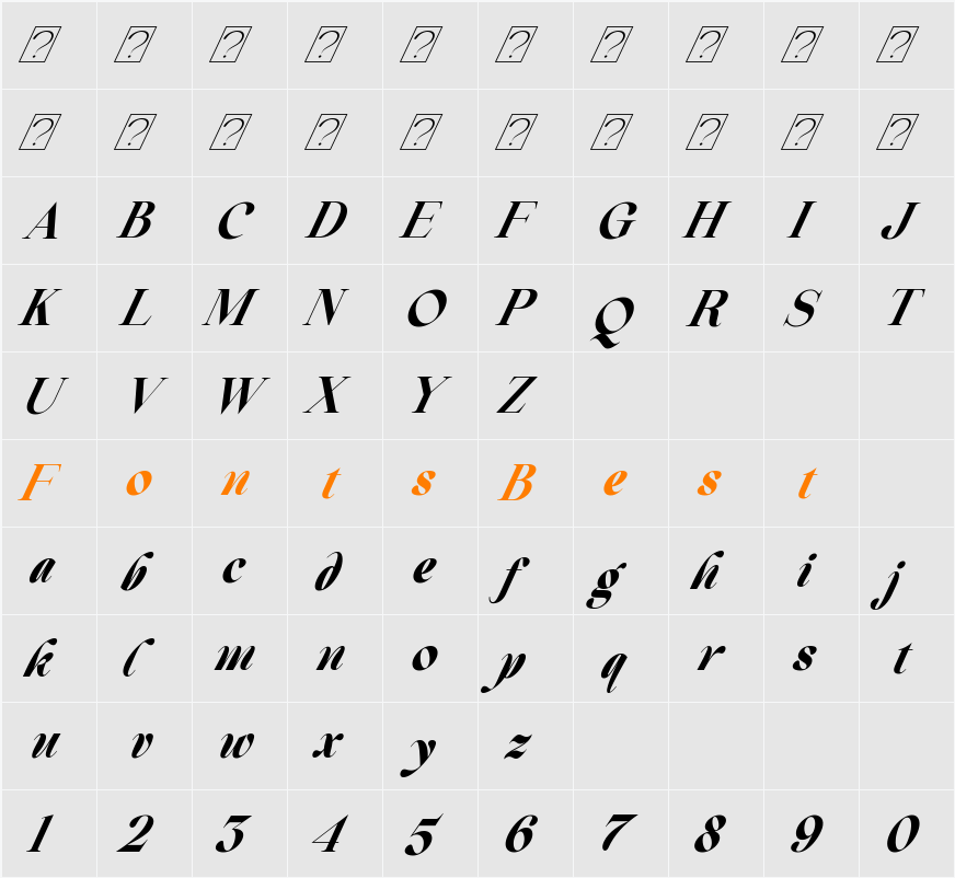 Beautiful Comethrue Ultra Bold Condensed Character Map