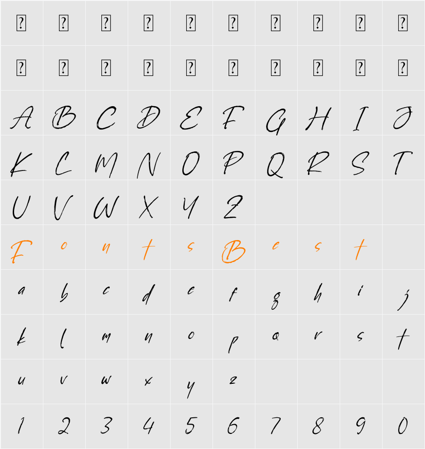 Blockbustter Character Map