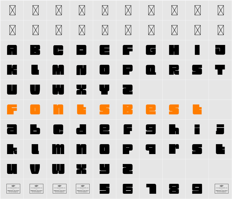 Mirage Bold Free Character Map