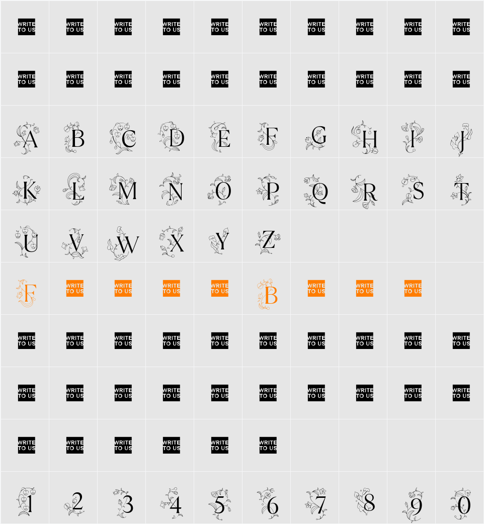 TT Ramillas Initials Trl Lt Character Map