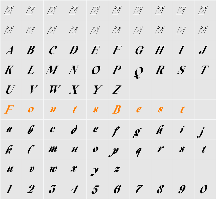 Beautiful Comethrue Heavy Ultra Condensed Character Map