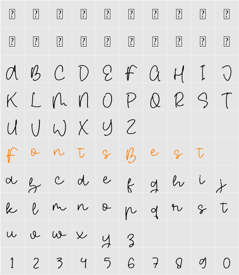 Grestelan Character Map