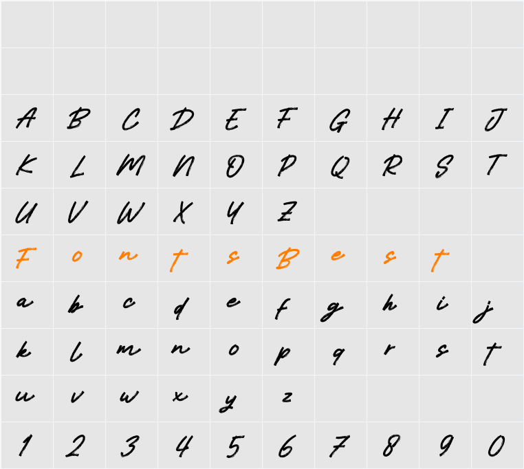 Brushstroke Character Map