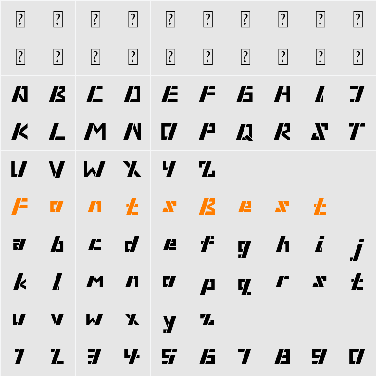 AQUIVER Character Map