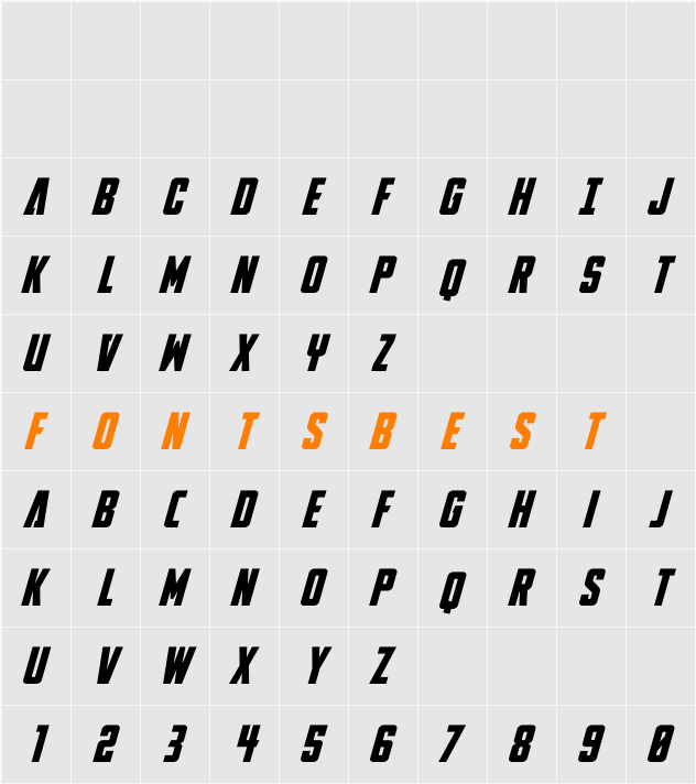 DiaClone Super-Italic Character Map