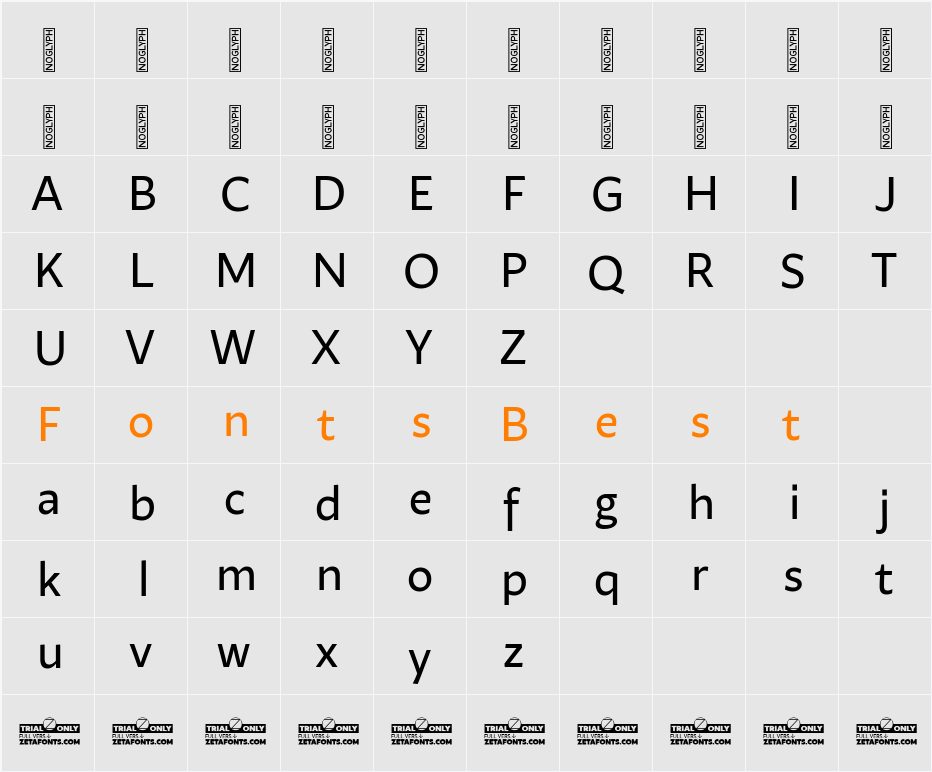 Ambra Sans Text Trial Character Map