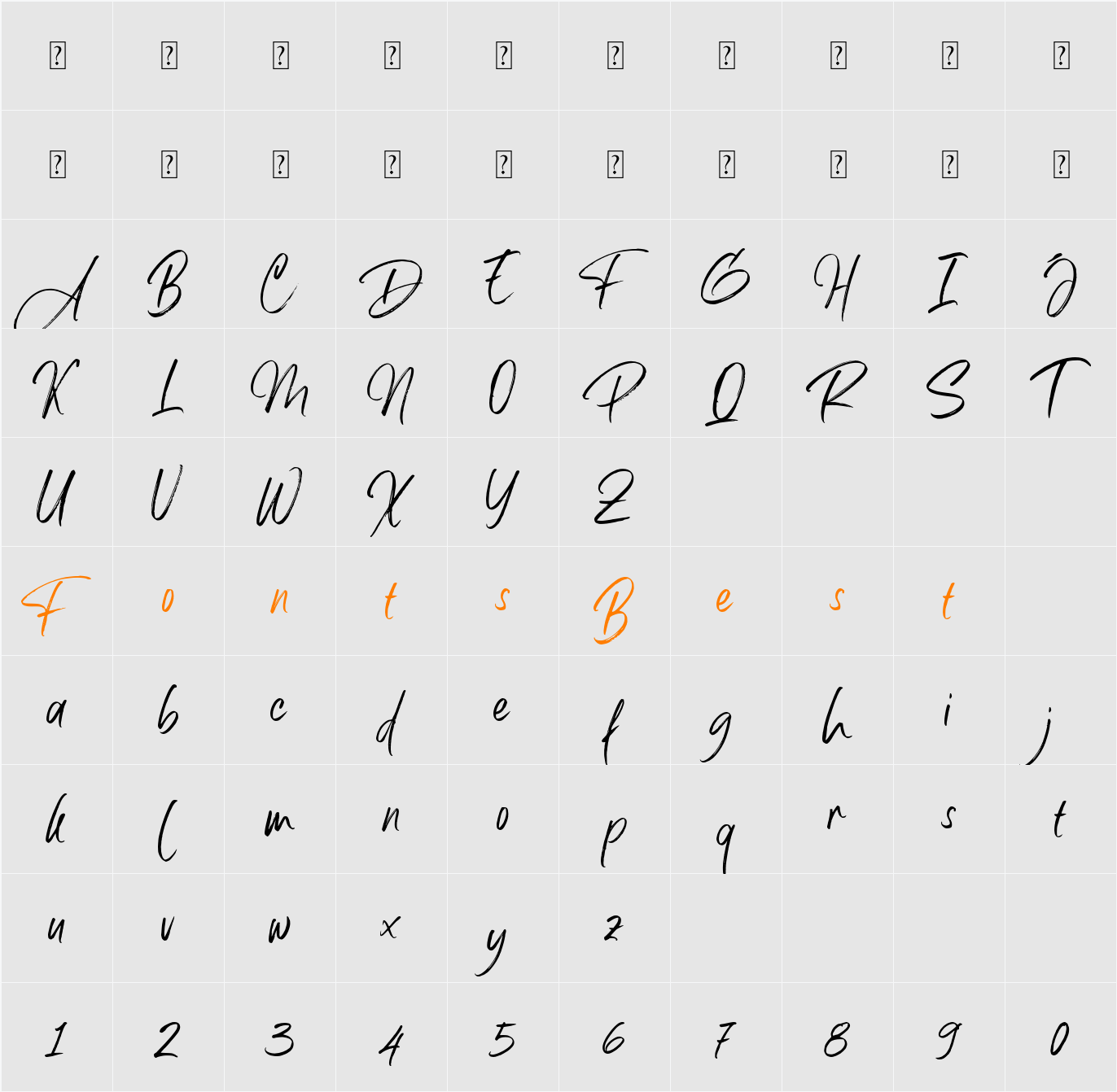 Allison Dream Regular Demo Character Map