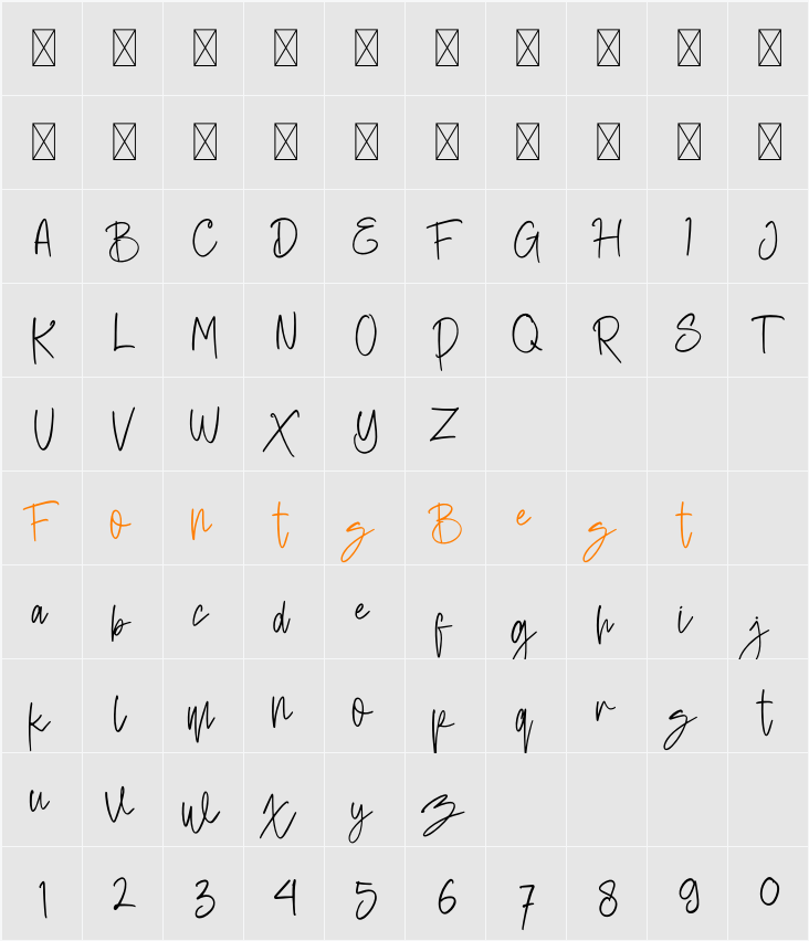 BattieSellie Character Map