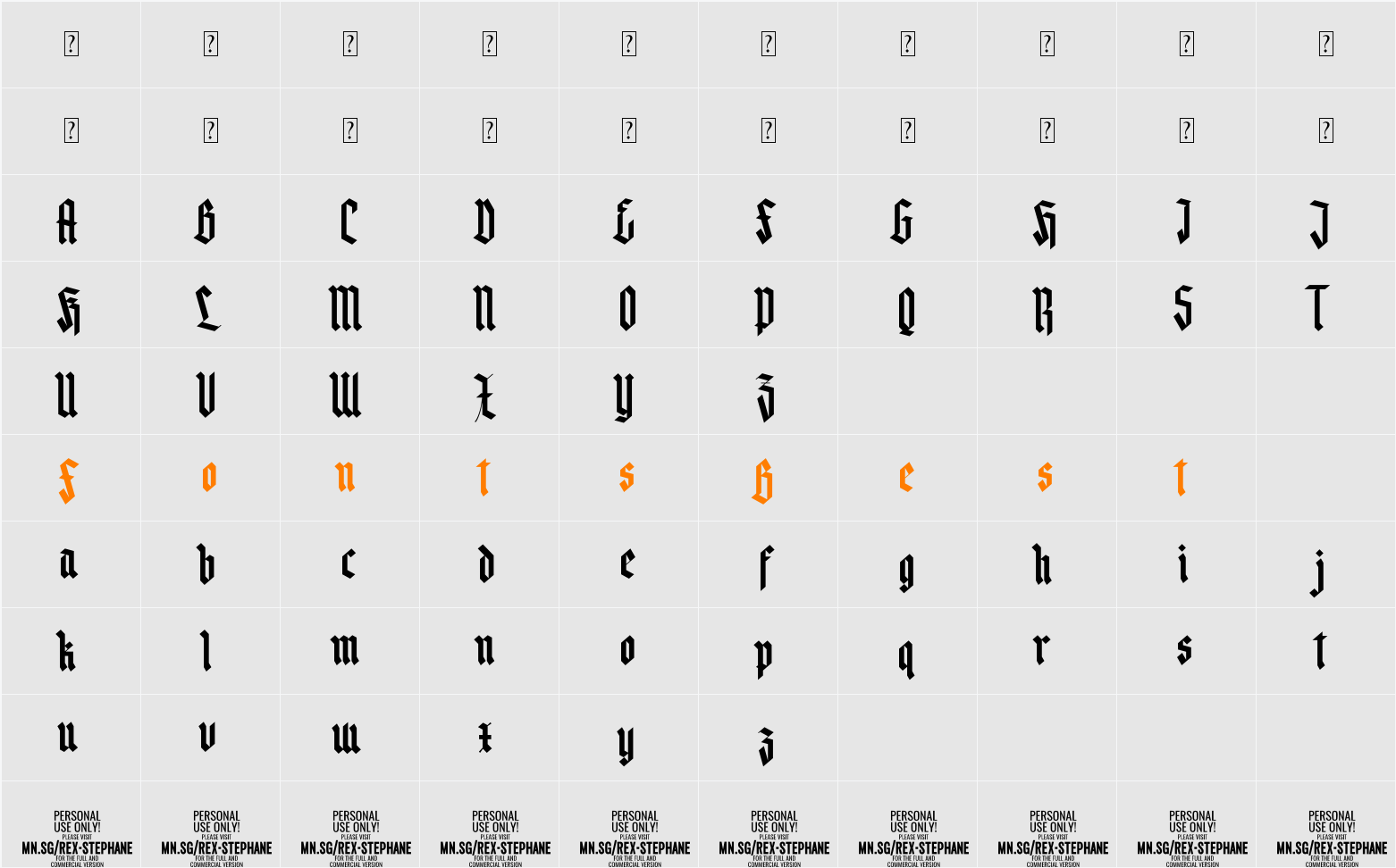 Rex Stephane PERSONAL USE Character Map