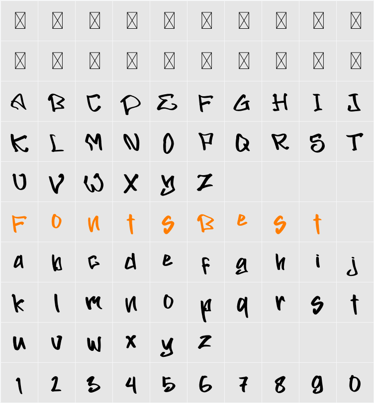 BACKINGERS Character Map