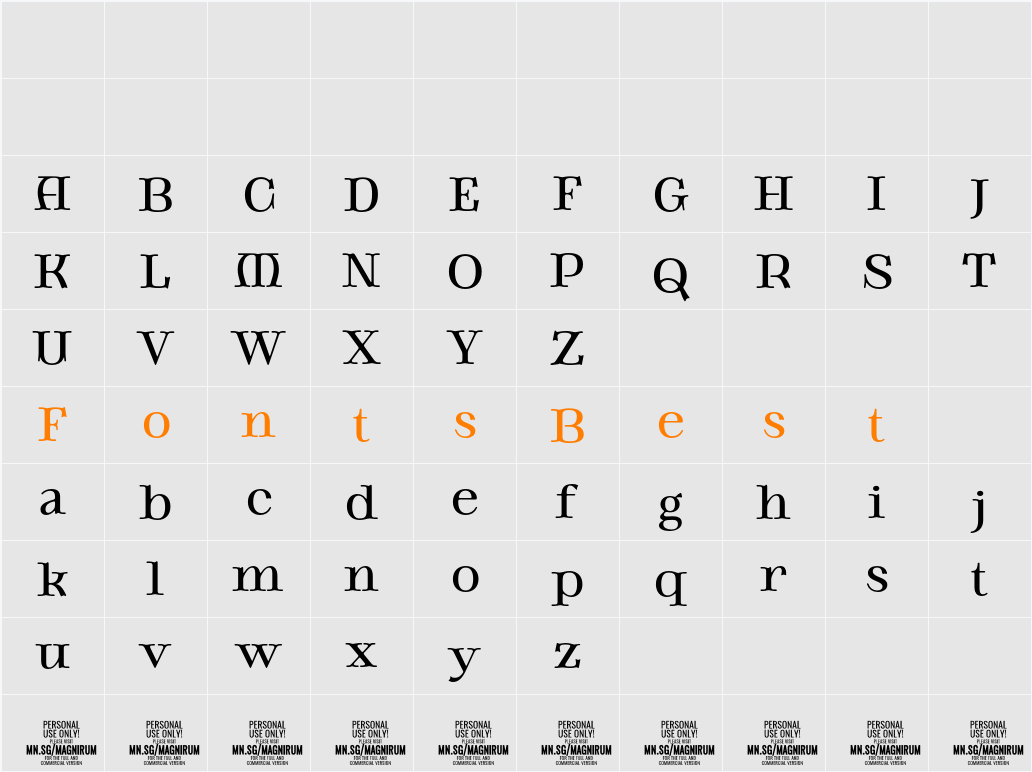 Magnirum Serif PERSONAL USE Character Map