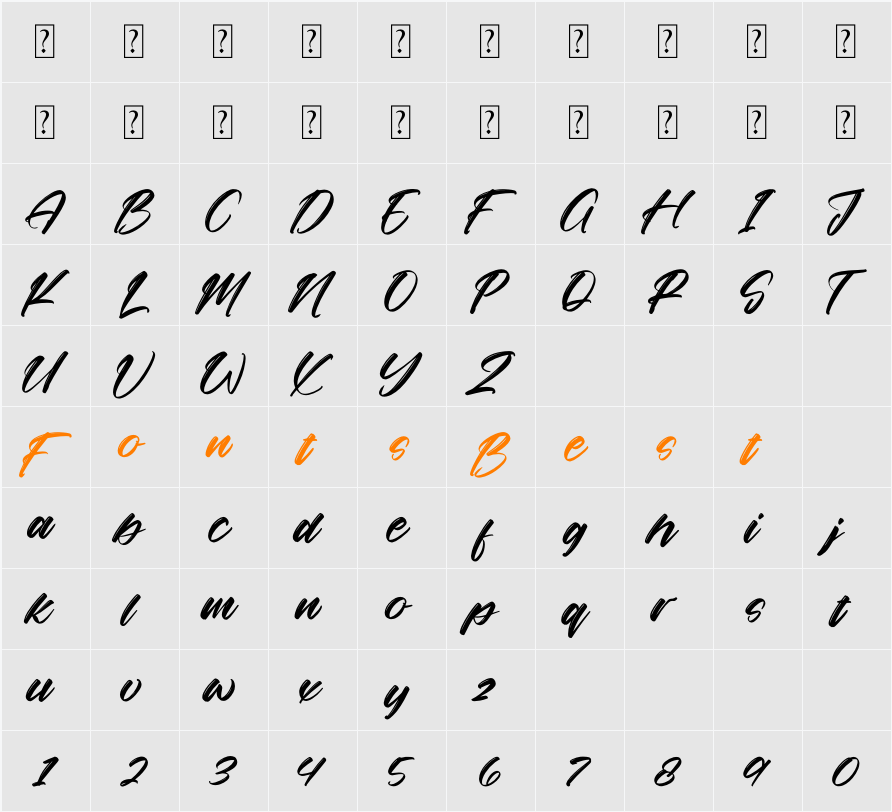 Bakelline Micigants Character Map