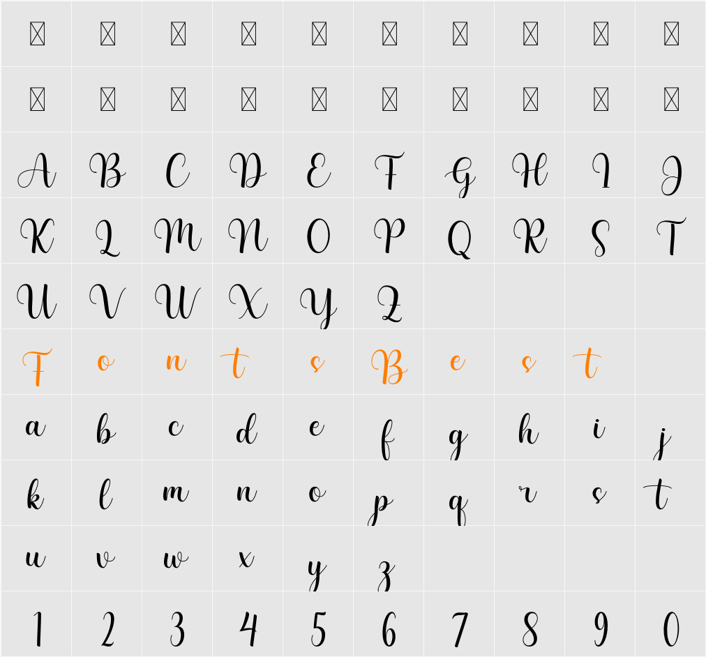 Remington Character Map