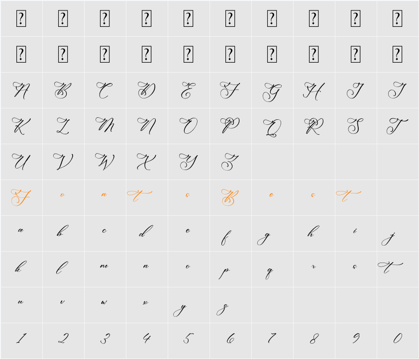 Sinetimes Mantricia Character Map