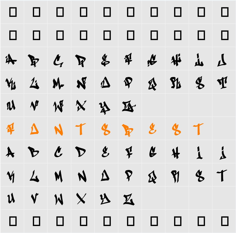 Antifont - B85 - DEMO Character Map