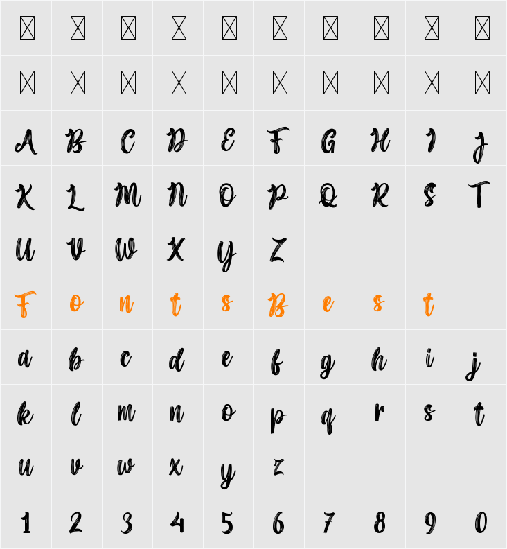Handmades Character Map