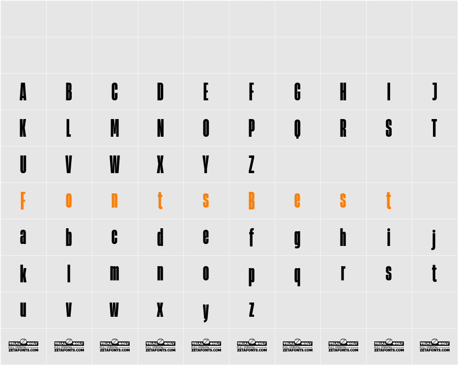 Heading Now Trial 28 Heavy Character Map
